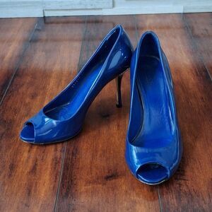 Gucci Blue Peep Toe Heels Size EU 37 US 7